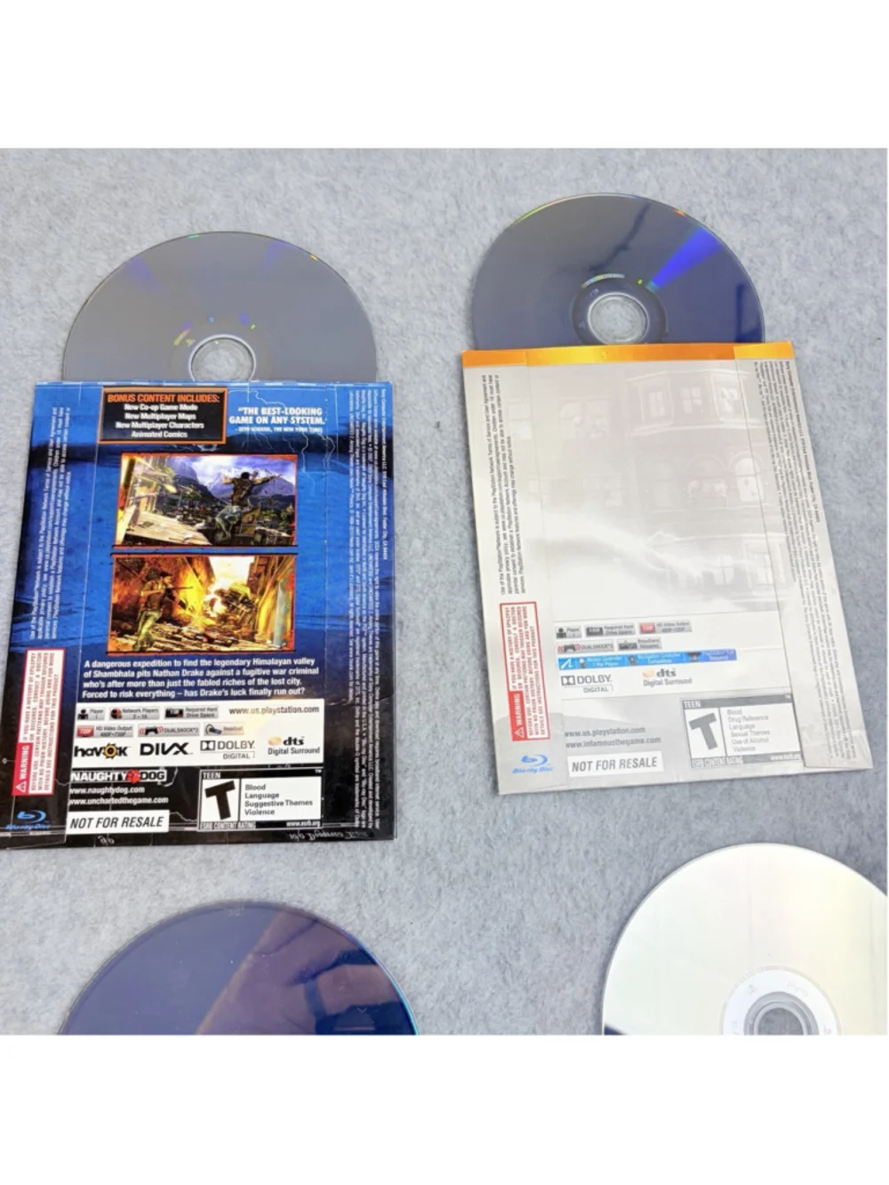 PS3 Cardboard Sleeve Infamous 1 & 2 and Uncharted 1 & 2 Sony Games